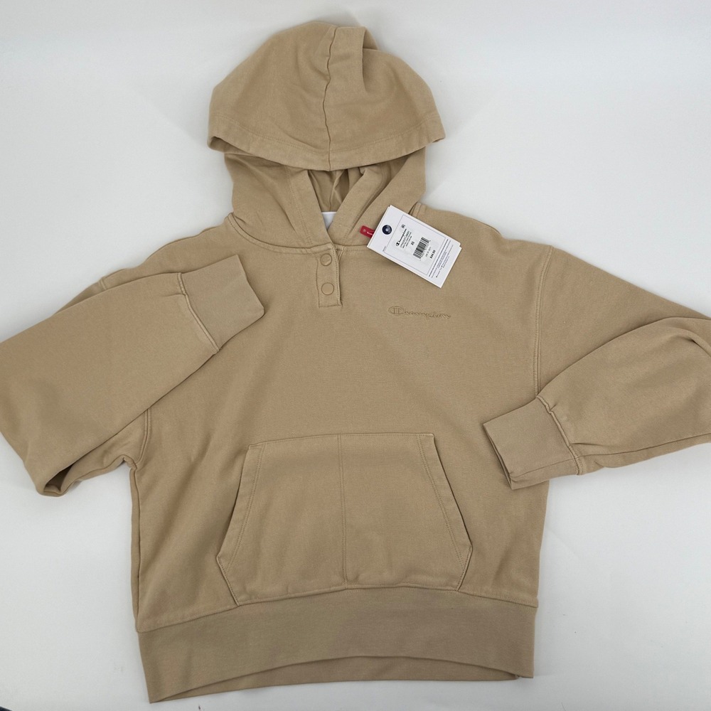 Champion Snap Pullover Hoodie Irish Cream CPW253TL09001 Tan XS NWT